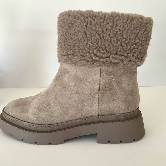 Marc Fisher Vina Light Natural Suede Short Lug Sole Boots Women’s Size 9.5 NWOB - Picture 7 of 16